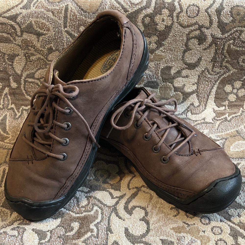 Keen Brown Leather Hiking Walking Lace-Up Sneakers Size 7 Shoes Sterling City
